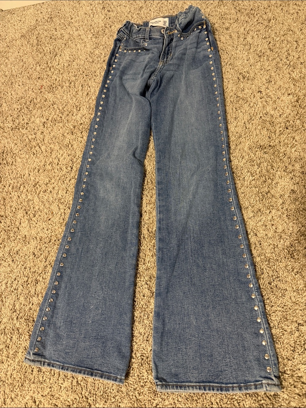 abercrombie kids light blue denim high rise flare jeans size 9/10 long.